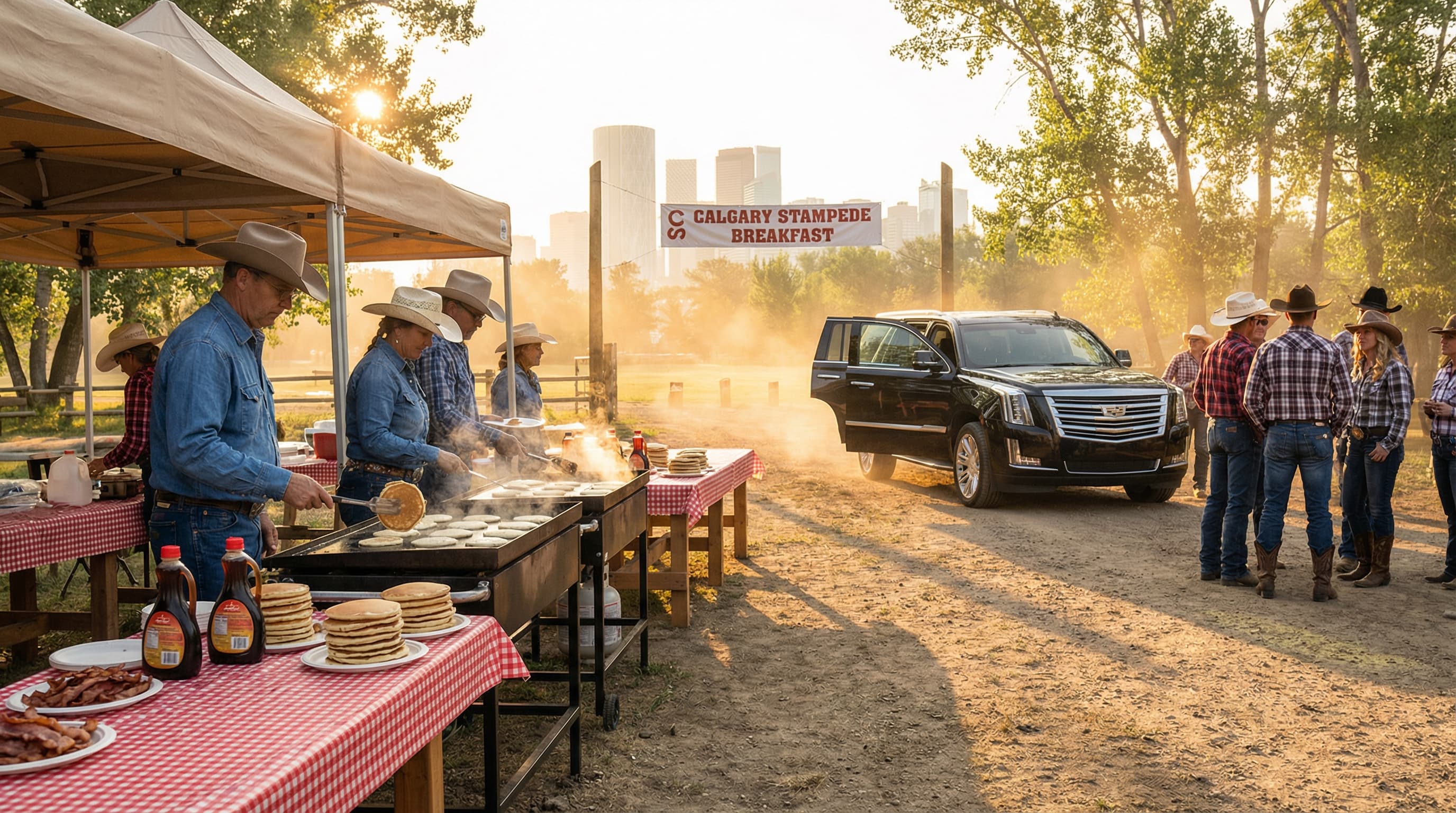 Free pancake breakfast during the Calgary Stampede