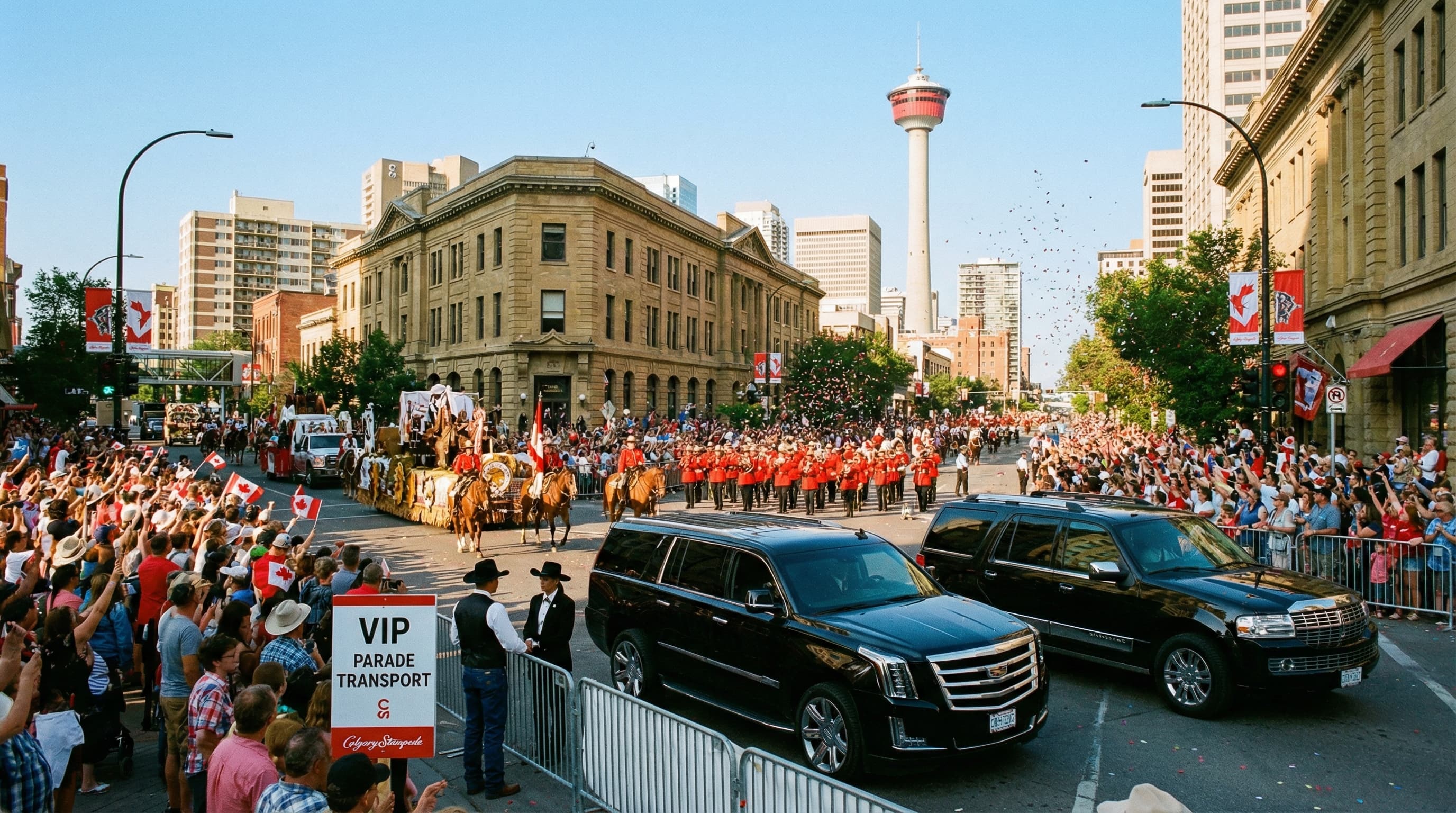 Calgary Stampede parade crowd in western wear